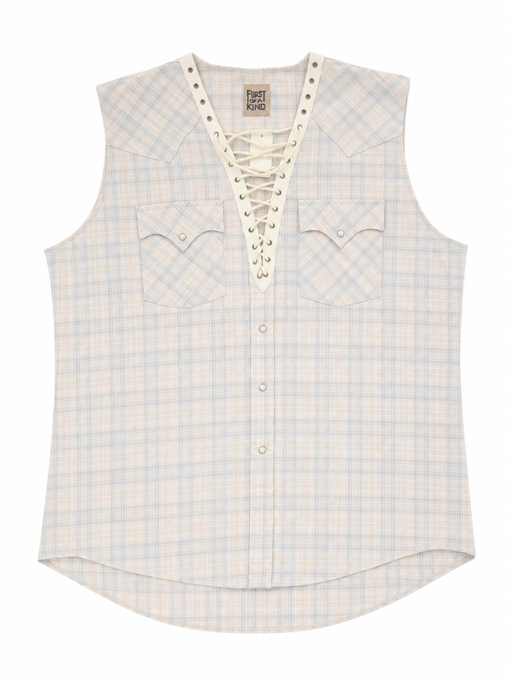 LF Lace-Up Plaid Sleeveless Top